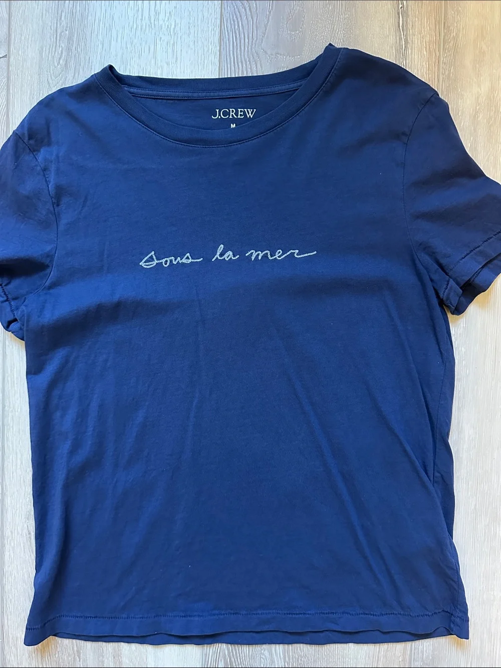 J Crew Sous La Mer embroidered tee shirt